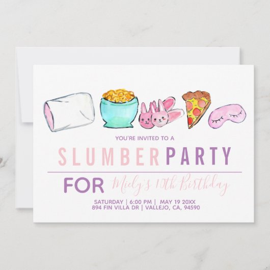 Schattigee roze kind sluimer partij verjaardagsuit kaart (Voorkant)