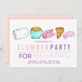 Schattigee roze kind sluimer partij verjaardagsuit kaart (Voorkant / Achterkant)