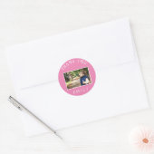 Schattigee Roze Kinder Girly Foto Bedankt Ronde Sticker (Envelop)