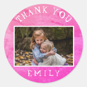 Schattigee Roze Kinder Girly Foto Bedankt Ronde Sticker