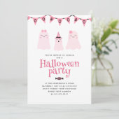 Schattigee Roze Kinder Halloween Party Kaart (Staand voorkant)