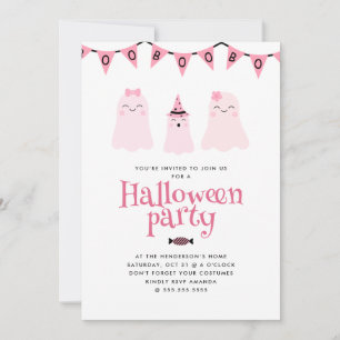 Schattigee Roze Kinder Halloween Party Kaart