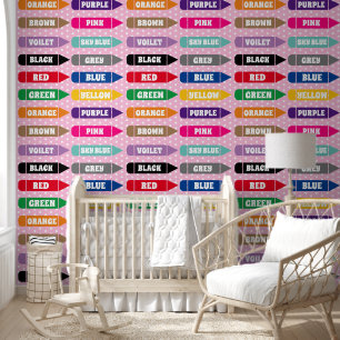 Schattigee roze Kinder kleuren leren herhalen patr Behang