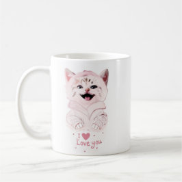 Schattigee Roze Kitten "I ❤️ Love You" Mok-Schatti Koffiemok