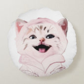 Schattigee Roze Kitten "I Love You" Ronde Kussen (Achterkant)