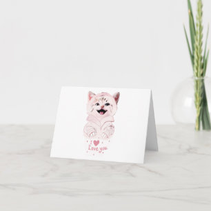 Schattigee Roze Kitten "I Love You" Wenskaart Kaart