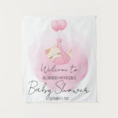 Schattigee Roze Kitten voor Baby Meisje Douche Wel Wandkleed (Voorkant)