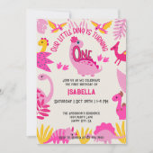 Schattigee Roze Kleine Dinosaurus Meisjes 1e Verja Kaart (Voorkant)