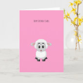 Schattigee Roze Kleine Lamb Verjaardag Kaart (Gele Bloem)