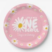 Schattigee Roze Kleine Miss ONEderful Daisy 1e Ver Papieren Bordje (Voorkant)