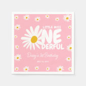 Schattigee Roze Kleine Miss ONEderful Daisy 1e Ver Servet (Voorkant)