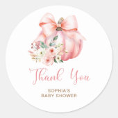 Schattigee Roze Kleine Pompoenen Baby shower Dank Ronde Sticker (Voorkant)