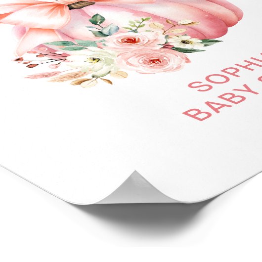 Schattigee Roze Kleine Pompoenen Baby shower Welko Poster (Hoek)