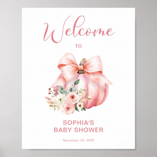 Schattigee Roze Kleine Pompoenen Baby shower Welko Poster (Voorkant)