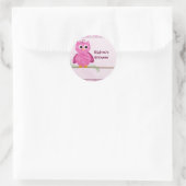 Schattigee roze kleine uil ronde sticker (Tas)