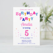 Schattigee Roze Kleurrijke Sterren Typografie Meis Kaart (Staand voorkant)