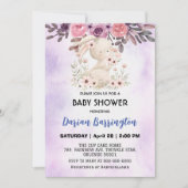 Schattigee roze konijnenbloem babymeisjesdouche kaart (Voorkant)