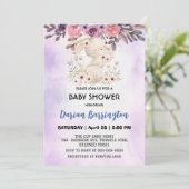 Schattigee roze konijnenbloem babymeisjesdouche kaart (Staand voorkant)