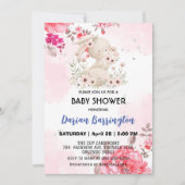 Schattigee roze konijnenbloem babymeisjesdouche kaart (Voorkant)