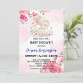 Schattigee roze konijnenbloem babymeisjesdouche kaart (Staand voorkant)