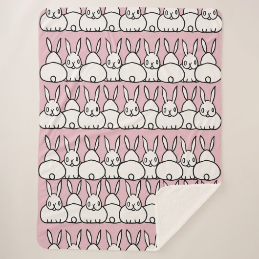 Schattigee roze konijnendeken - Fleece - Sherpa Deken (Voorkant)