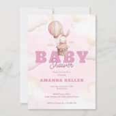Schattigee roze konijntje Baby shower uitnodiging (Voorkant)