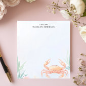 Schattigee Roze Krab Nautisch Strand Gepersonalise Notitieblok