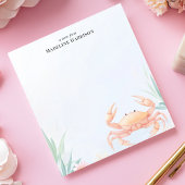 Schattigee Roze Krab Nautisch Strand Gepersonalise Notitieblok
