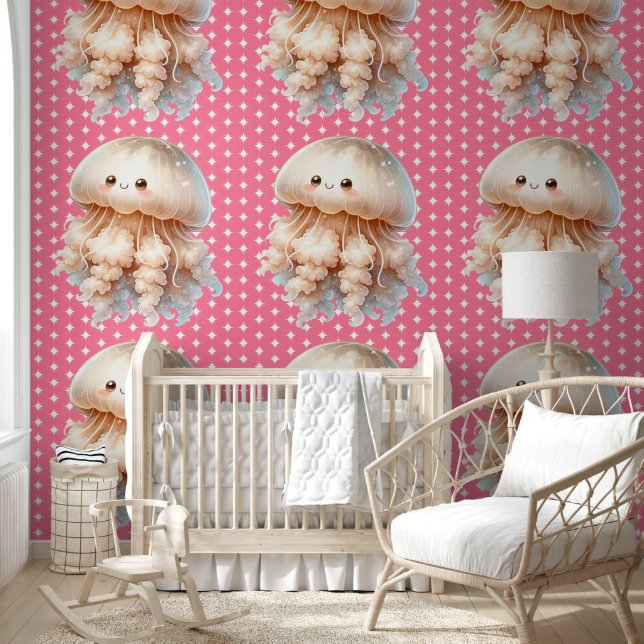 Schattigee roze kwal Pattern Kinder kinderkamer Behang (Kinderen)