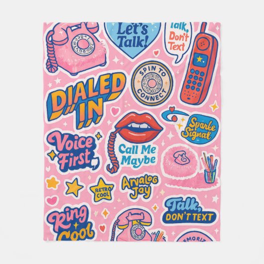 Schattigee Roze Landline Telefoon Gooi voor Meisje Fleece Deken (Voorkant)