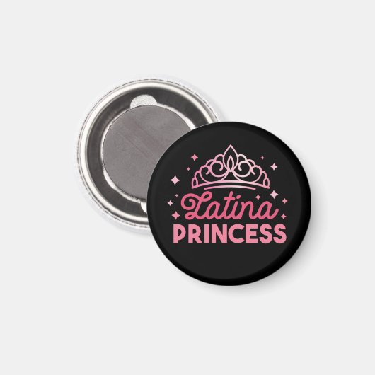 Schattigee roze Latina Princess Crown Magneet (Voorkant / Achterkant)