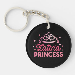 Schattigee roze Latina Princess Crown Sleutelhanger