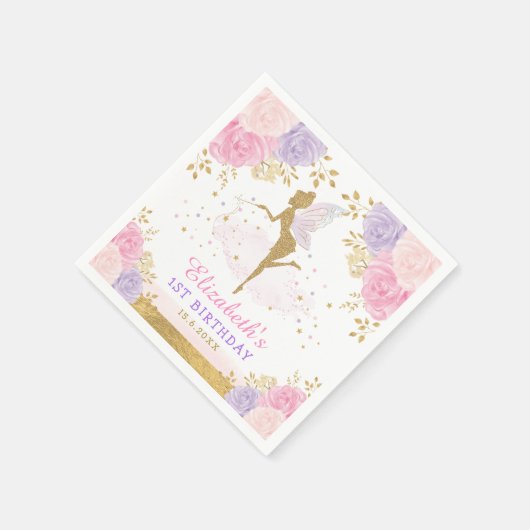 Schattigee Roze Lavendel Sprookje Baby shower 1e V Servet (Hoek)