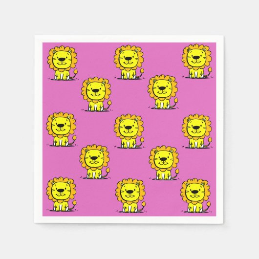 Schattigee Roze Leeuw Servet (Voorkant)