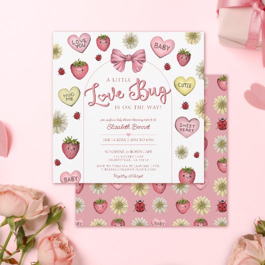 Schattigee Roze Liefde Bug Valentijnsdag Baby show Kaart