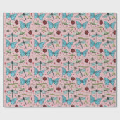 Schattigee Roze Liefde Insecten voor Bug Lovers Cadeaupapier (Vlak)