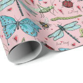 Schattigee Roze Liefde Insecten voor Bug Lovers Cadeaupapier (Rol Hoek)