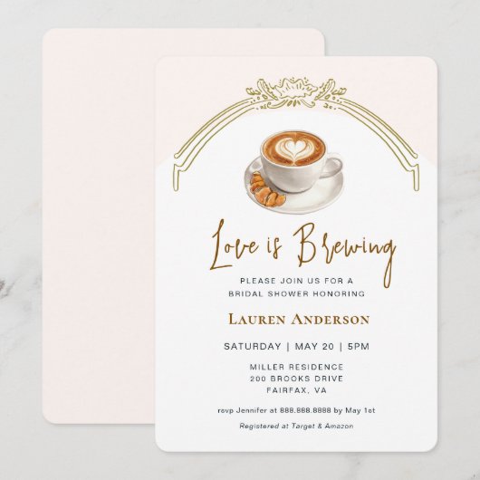 Schattigee Roze Liefde is het brouwen van Koffie V Kaart (Voorkant / Achterkant)