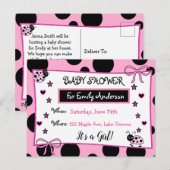 Schattigee Roze lieveheersbeestje Baby shower Uitn Briefkaart (Voorkant / Achterkant)