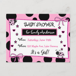 Schattigee Roze lieveheersbeestje Baby shower Uitn Briefkaart
