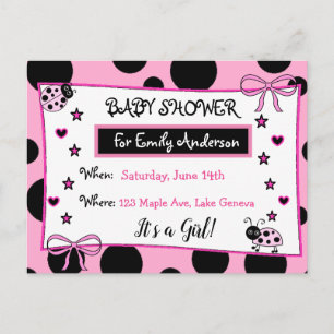 Schattigee Roze lieveheersbeestje Baby shower Uitn Briefkaart