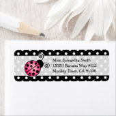 Schattigee roze lieveheersbeestje polka dot retour etiket (Insitu)