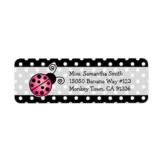 Schattigee roze lieveheersbeestje polka dot retour etiket (Voorkant)
