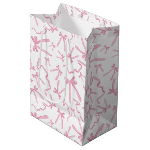 Schattigee Roze Lint Bogen Patroon Swag Medium Cadeauzakje