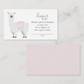 Schattigee Roze Llama Luier Raffle Ticket Baby sho Informatiekaartje (Voorkant / Achterkant)