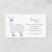 Schattigee Roze Llama Luier Raffle Ticket Baby sho Informatiekaartje (Voorkant)