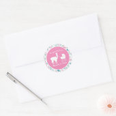 Schattigee Roze Llama Meisje Baby shower Ronde Sticker (Envelop)