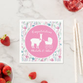 Schattigee Roze Llama Meisje Baby shower Servet (Insitu)