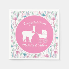 Schattigee Roze Llama Meisje Baby shower Servet