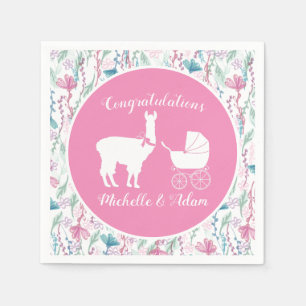 Schattigee Roze Llama Meisje Baby shower Servet